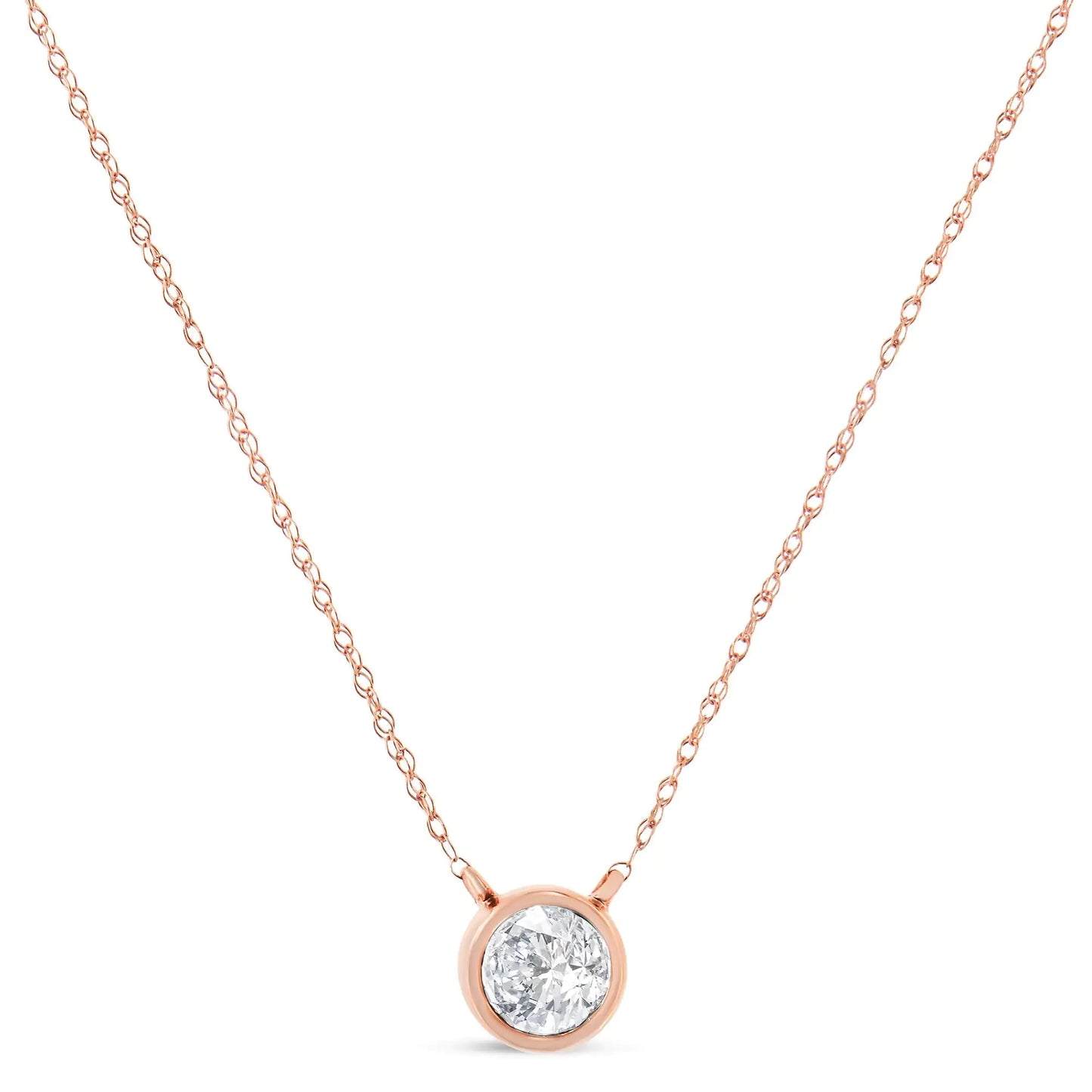 AGS Certified 10K Gold Diamond Solitaire Pendant Necklace (G-H, SI2-I1)