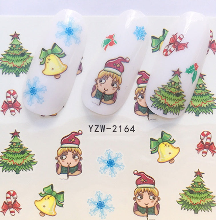 Explosion models Christmas series water transfer nail stickers nail stickers full stickers nail jewelry watermark stickers