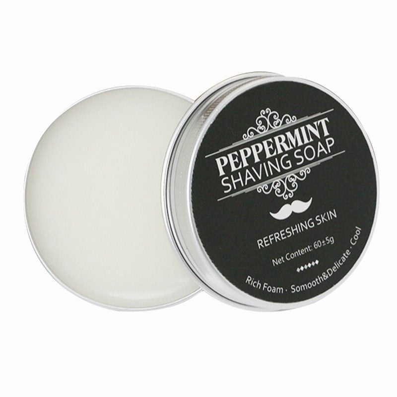 Mint Scented Men's Shaving Soap Shaving Cream Aluminum Boxed Foam Rich Gentle Handmade Shave Soap Shave Beard Cream