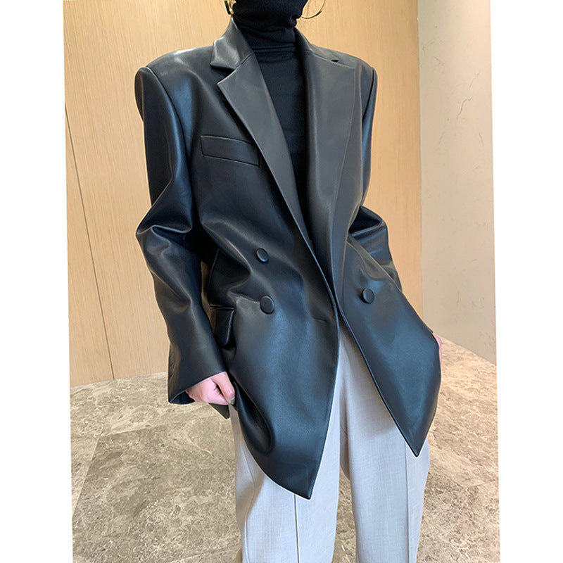 PU leather suit silhouette jacket