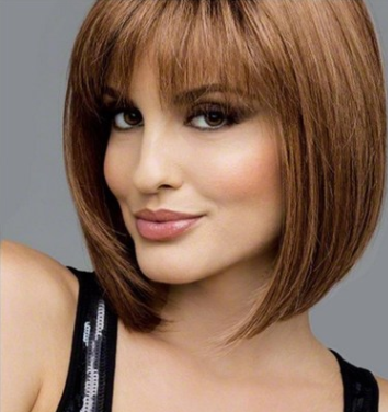 Fashion short hair girls slanting bangs bobo head repair face real shot wave head wig female fluffy