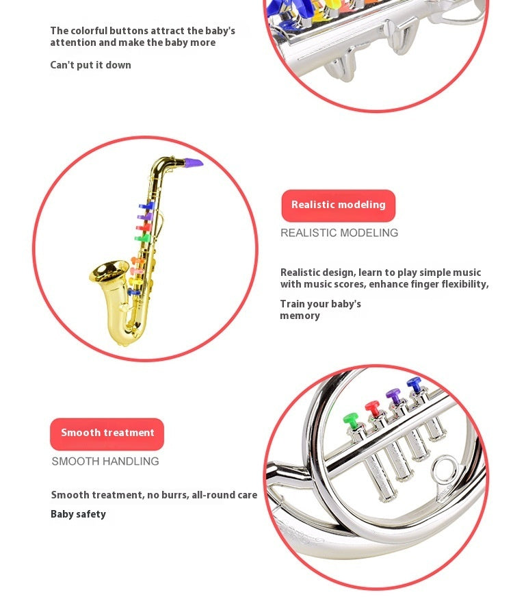 Children's Simulation Musical Instrument Toy Eight-tone Saxophone Four-tone Horn Band Simulation Toy Music Equipment