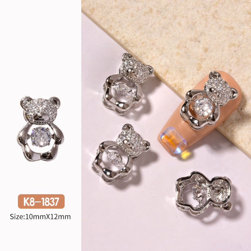 Nail Art Zircon Smart Bear Three-dimensional Nail Jewelry