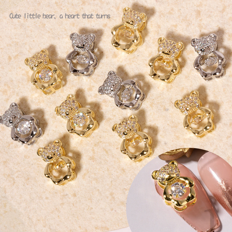 Nail Art Zircon Smart Bear Three-dimensional Nail Jewelry