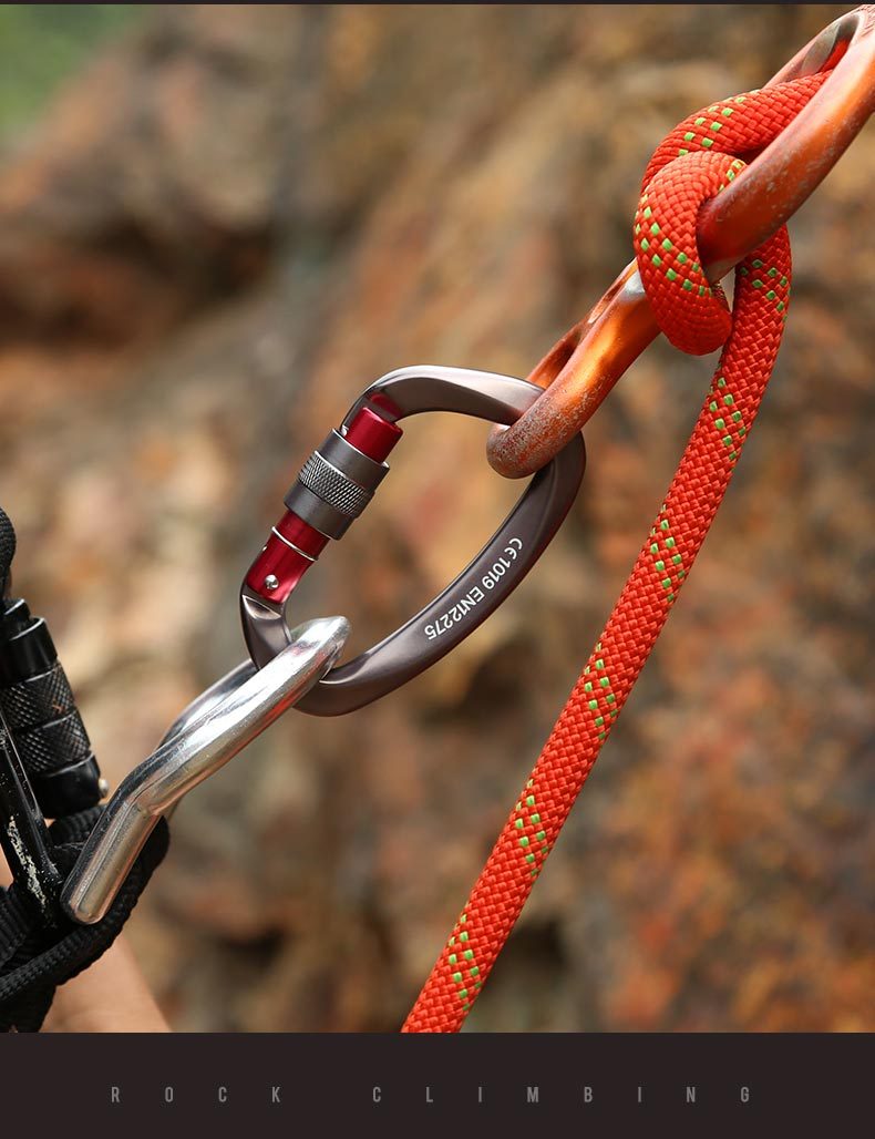 Outdoor Professional Rock Climbing Main Lock Carabiner Small D-shaped Main Lock Outdoor Quick-hanging Buckle Safety Buckle Rock Climbing Equipment