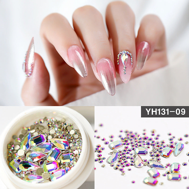 Nail-Art-Decoration Crystal Glitter Glass Rhinestone Diamond Mixed-Design Flat-Bottom