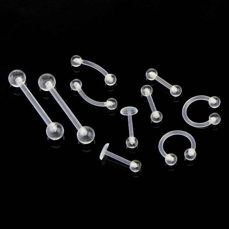 10Pcs Body Piercing Combination Set Acrylic Invisible Eyebrow Nails Tongue Nails Lip Nails Nasal Ring Ear Bone Nails