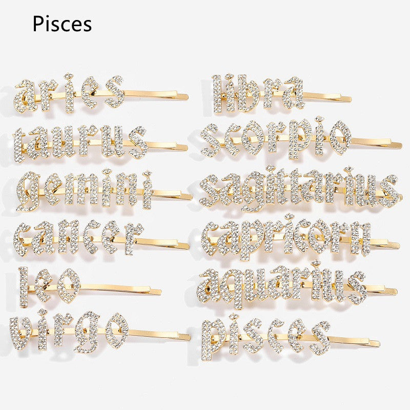 Constellation Word Clip English Character DIY Hairpin Hair Accessories Personalized Custom Wholesale