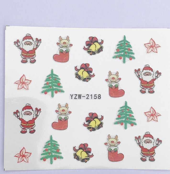 Explosion models Christmas series water transfer nail stickers nail stickers full stickers nail jewelry watermark stickers