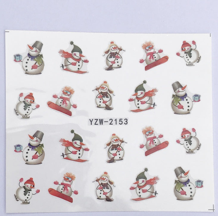 Explosion models Christmas series water transfer nail stickers nail stickers full stickers nail jewelry watermark stickers