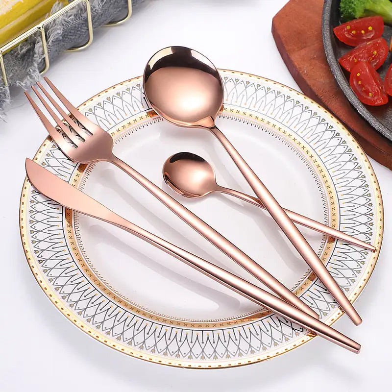 24pcs Gold Stainless Steel Cutlery Set