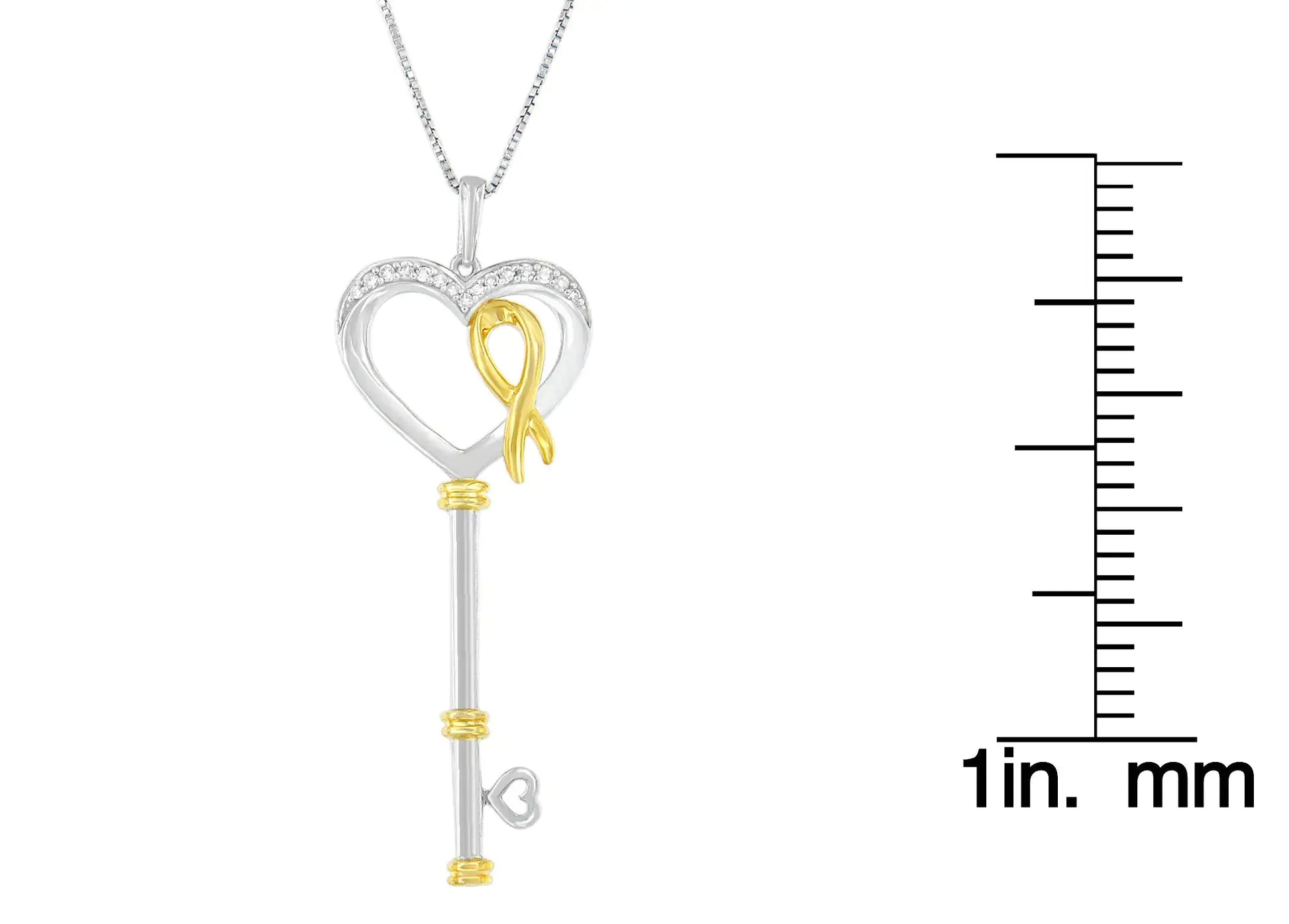 10k Two-Tone Gold-Plated Sterling Silver 1/10 ct TDW Round Cut Diamond Key to My Heart Pendant Necklace (H-I, I1-I2) - Image #5