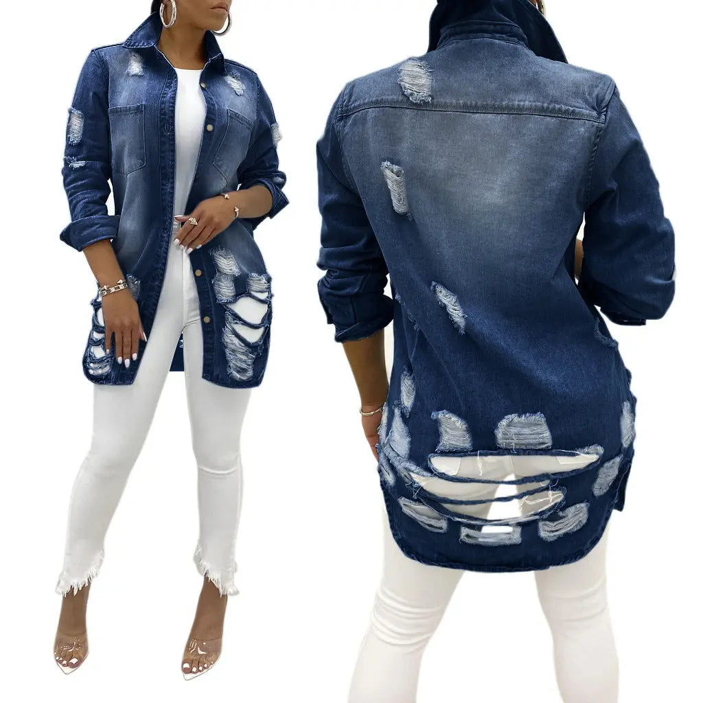 AliExpress Cross-border Denim Jacket Ripped Sexy - Image #2