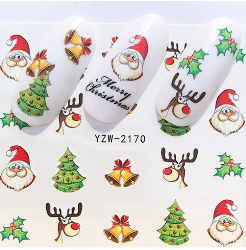 Explosion models Christmas series water transfer nail stickers nail stickers full stickers nail jewelry watermark stickers