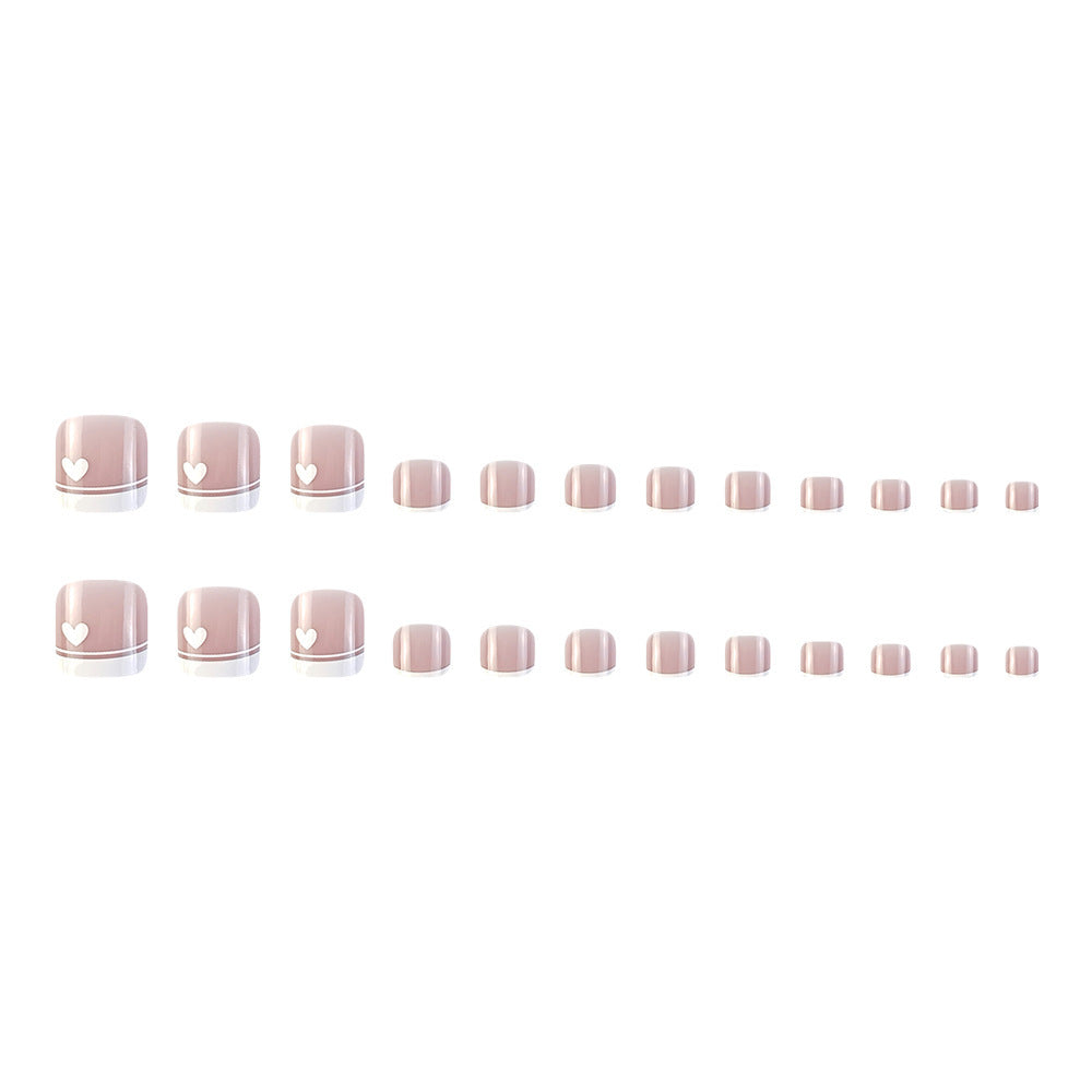 24PCs Fake Nails French Square Nude Natural