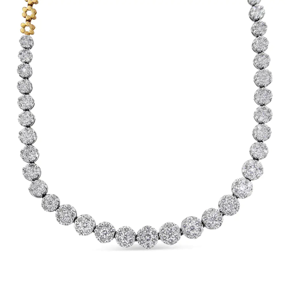 IGI Certified 14K Yellow Gold 14 3/4 cttw Pave Set Round-Cut Diamond Riviera Necklace (F-G Color, S2-I1 Clarity)