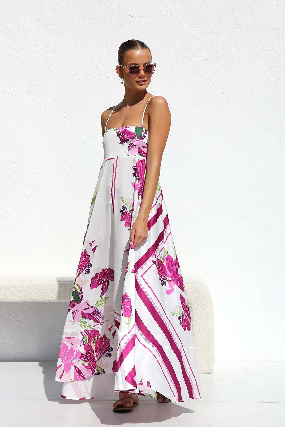 Summer Fashion Printed Backless Sling Dress