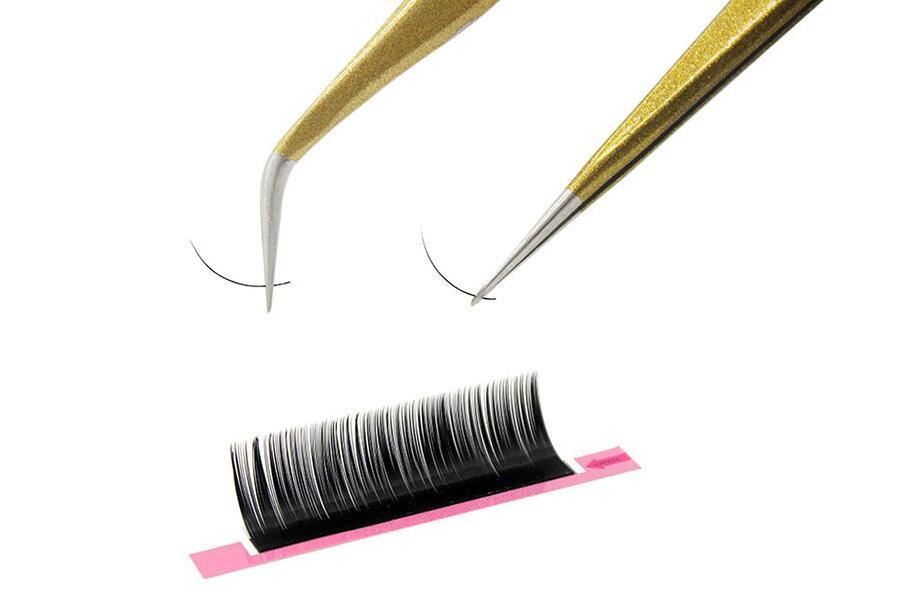 Professional Quality Curved Straight Tweezers Stainless Steel False Eyelashes Extension Makeup Tools Gold Tweezer