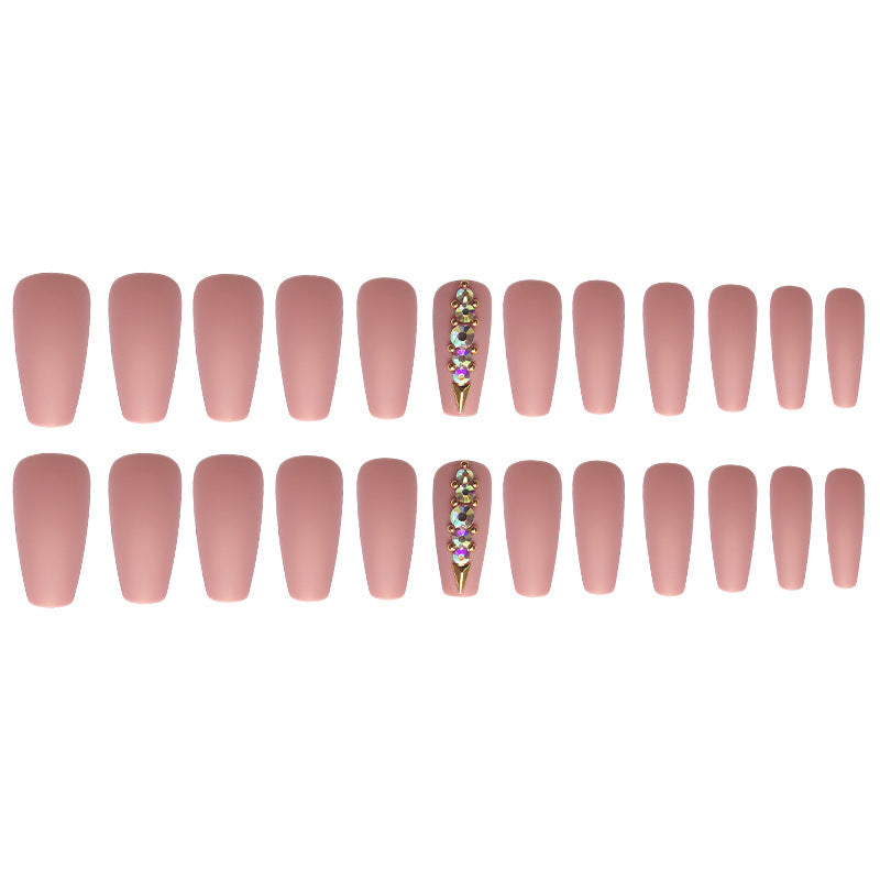 Flesh Complexion Diamond Nail Manicure Finished Wearing