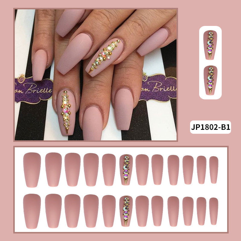 Flesh Complexion Diamond Nail Manicure Finished Wearing