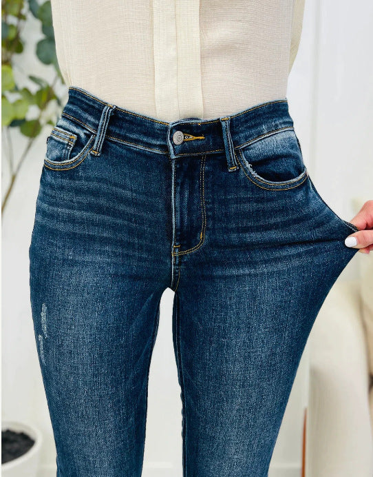 Plus Size Women's High Elastic Worn Skinny Skinny Jeans