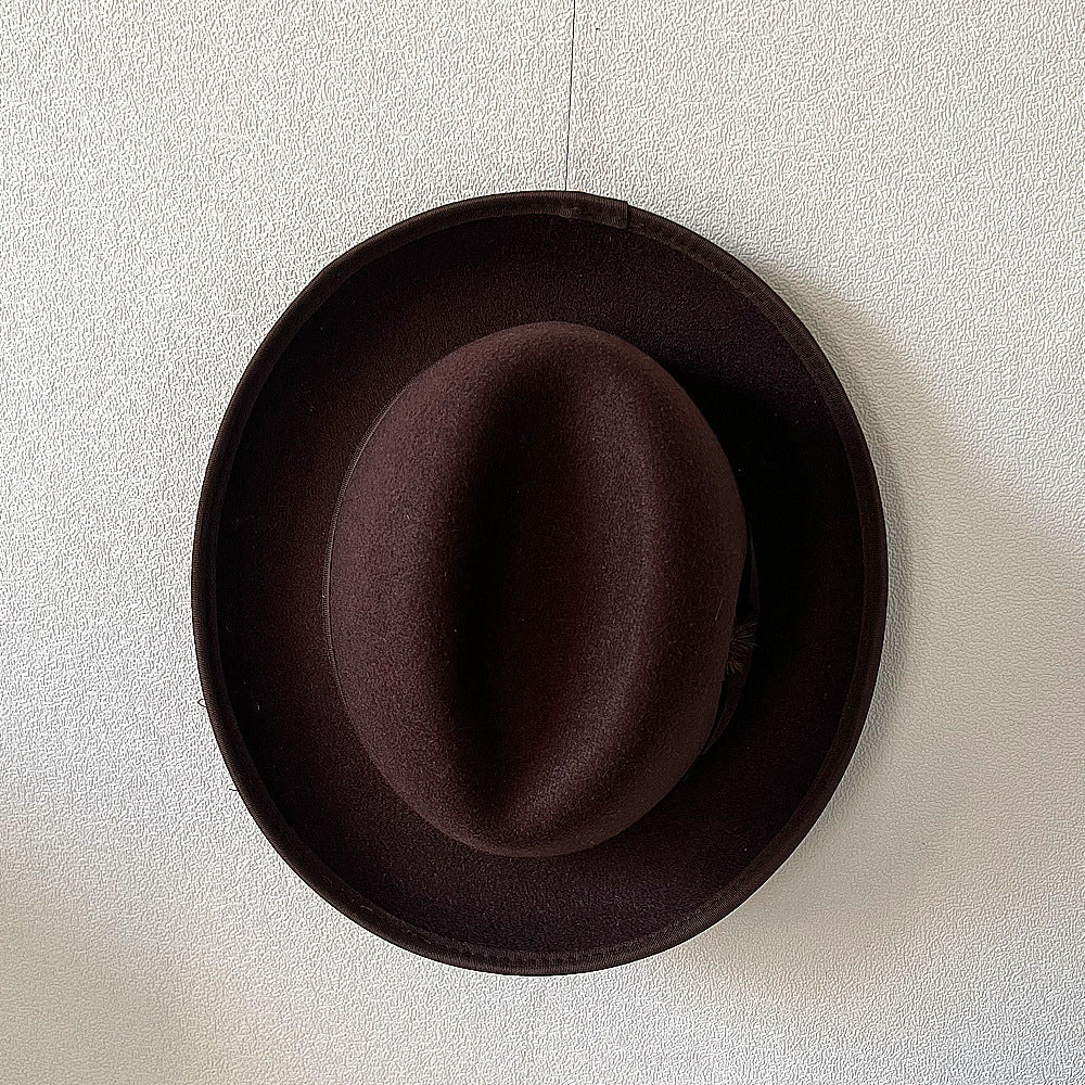 High-grade Fabric Handmade Feather Felt Cap Men's Hamburger Hatband Lining