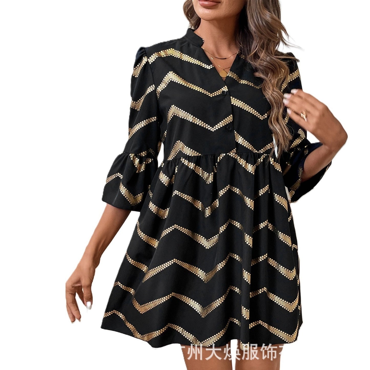 Women's V-neck Casual Printed Dress