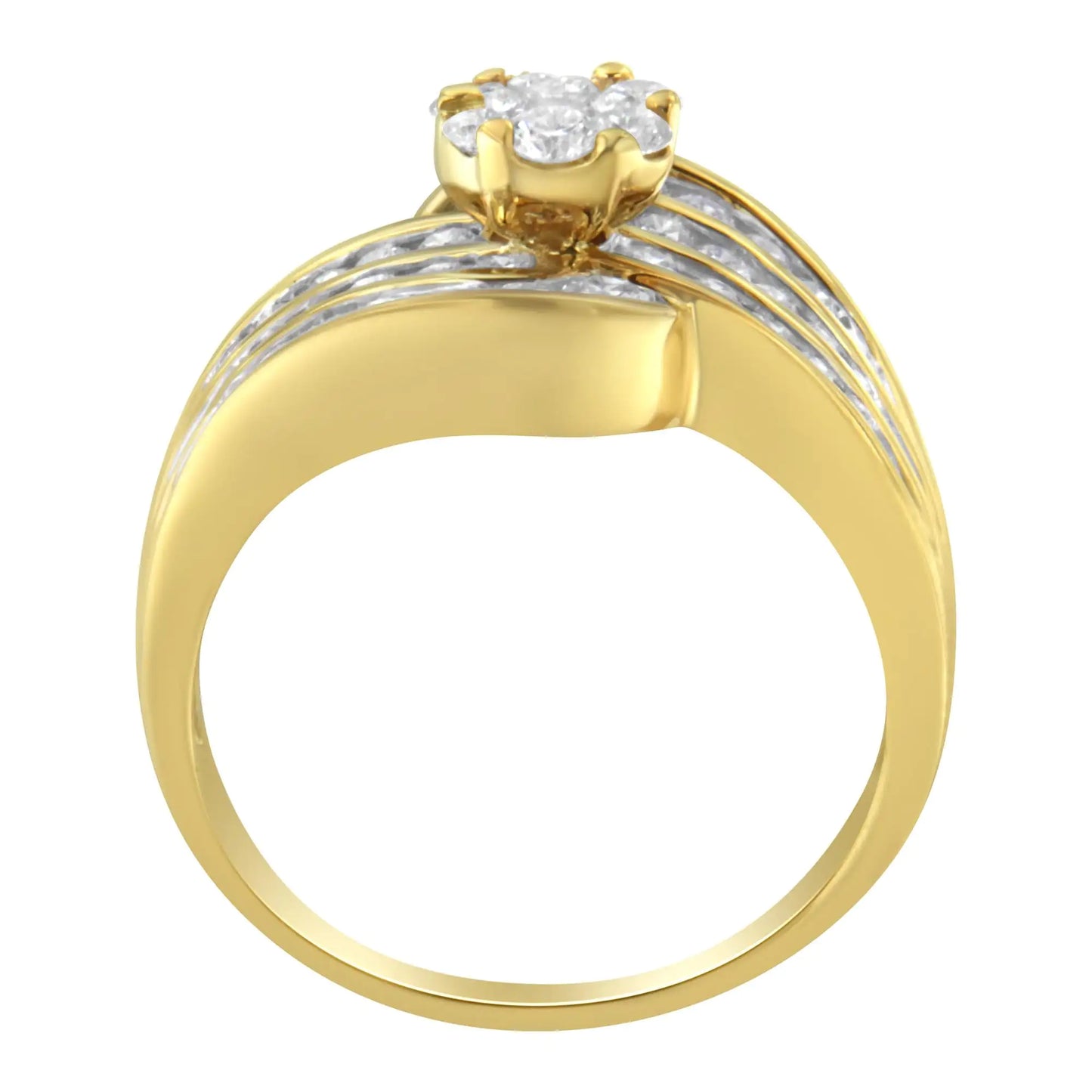 14K Yellow Gold Diamond Cocktail Bypass Ring (1 1/2 Cttw, H-I Color, SI2-I1 Clarity)