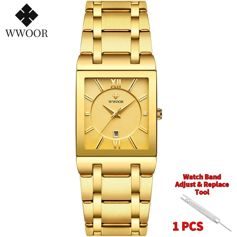 WWOOR Gold Square Men's Quartz Watch