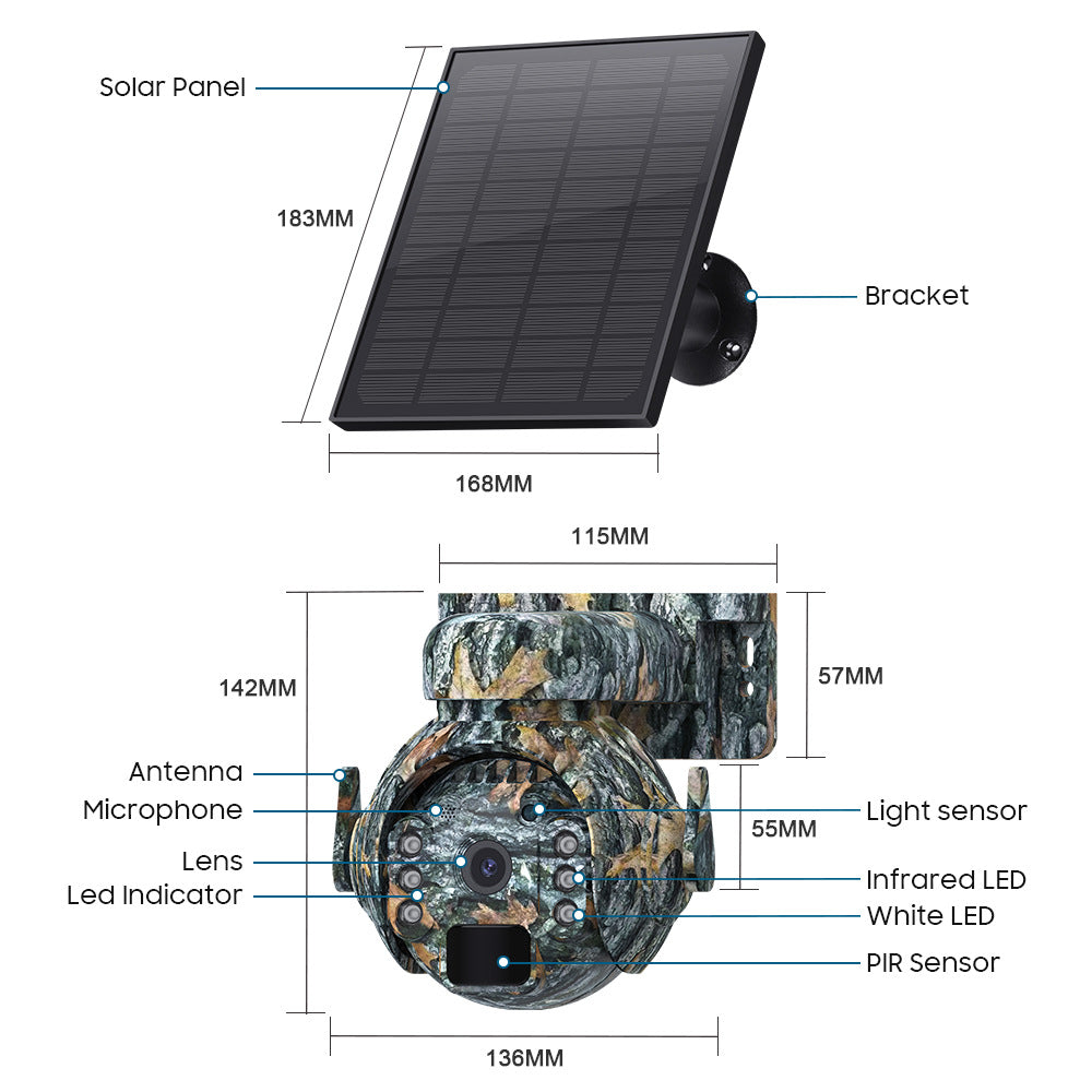 Solar Camera Outdoor Camouflage Animal Detection