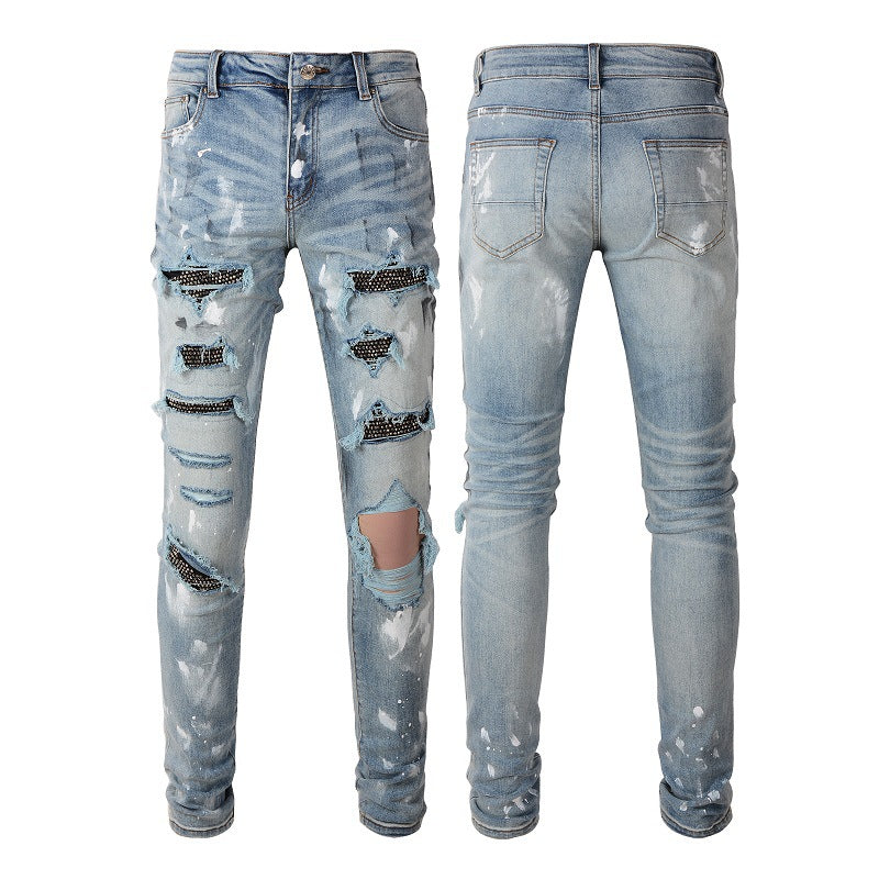 Stretch Retro Ripped Diamond Jeans