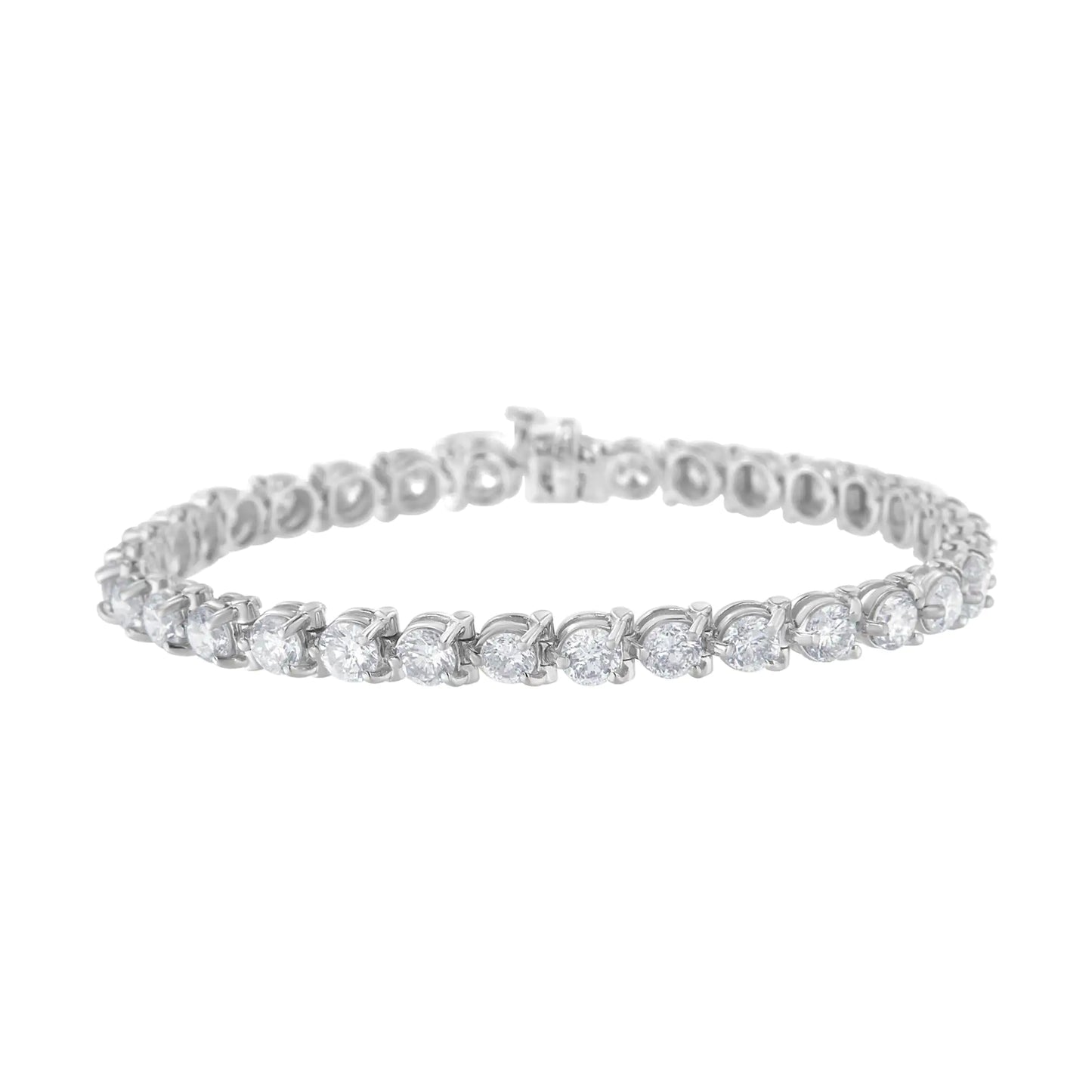 IGI Certified 10.0 Cttw Round-Brilliant Diamond 14K White Gold Martini Style 7" Tennis Bracelet (G-H Color, I1-I2 Clarity)