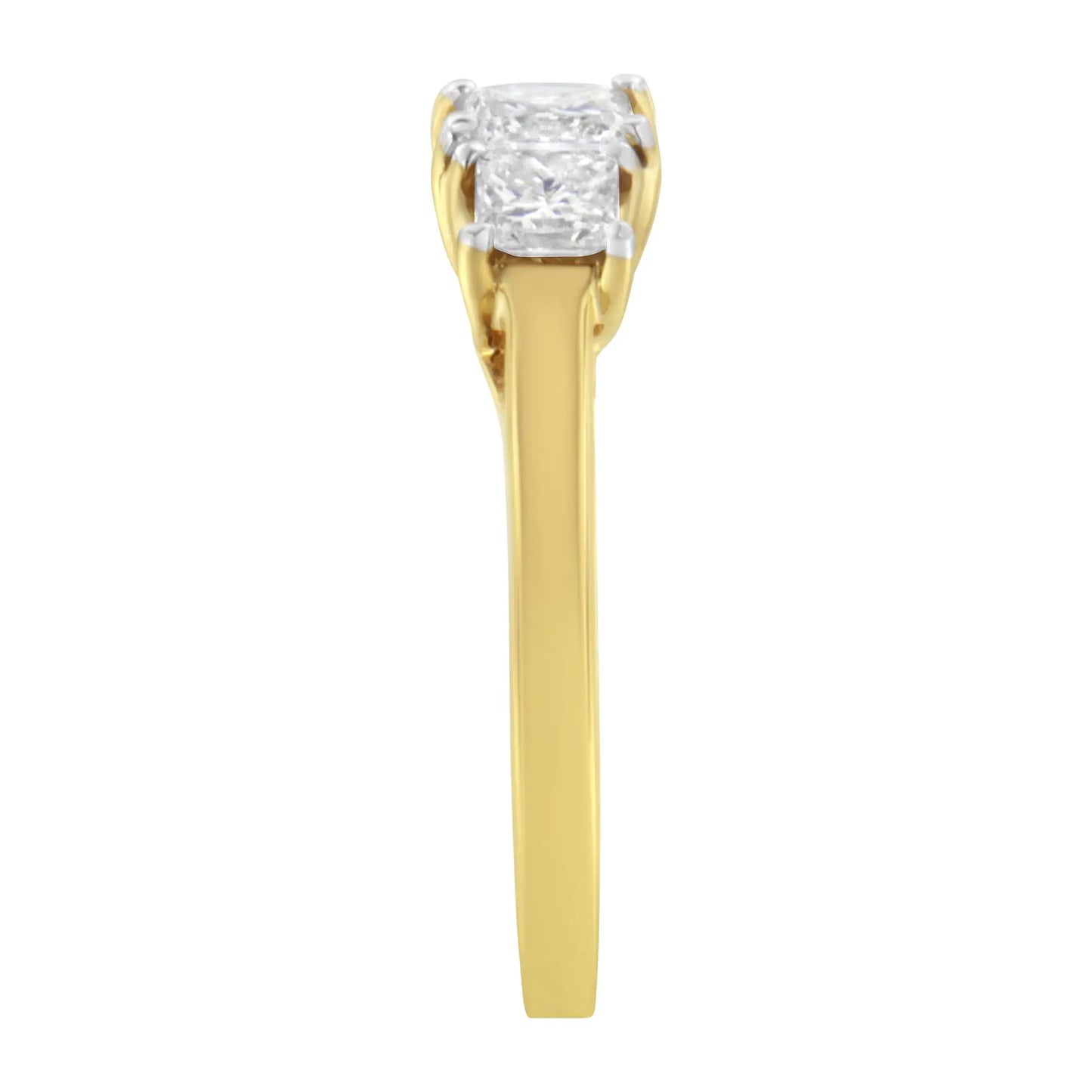 10K Yellow Gold Princess-Cut Diamond Three Stone Band Ring (1 Cttw, J-K Color, I1-I2 Clarity)