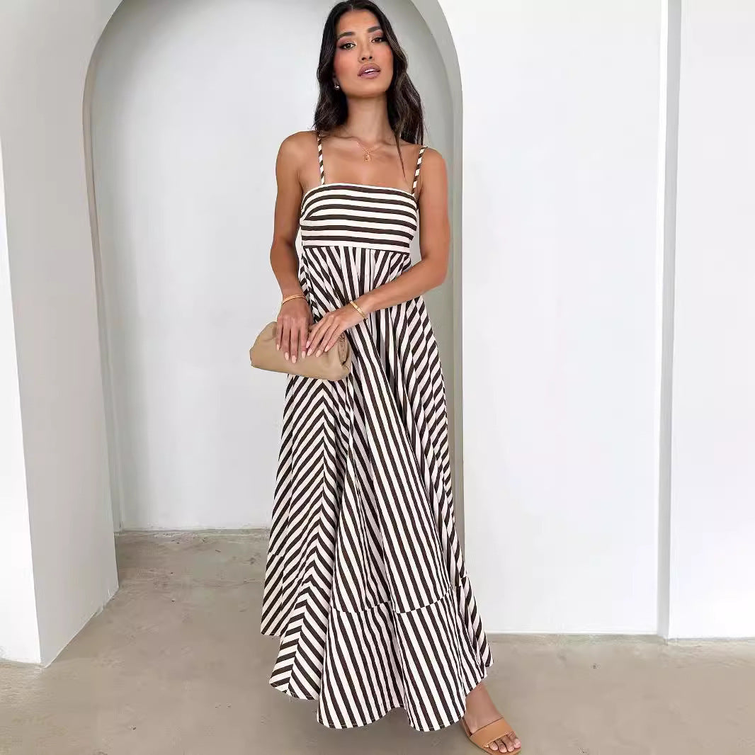 Summer Fashion Printed Backless Sling Dress