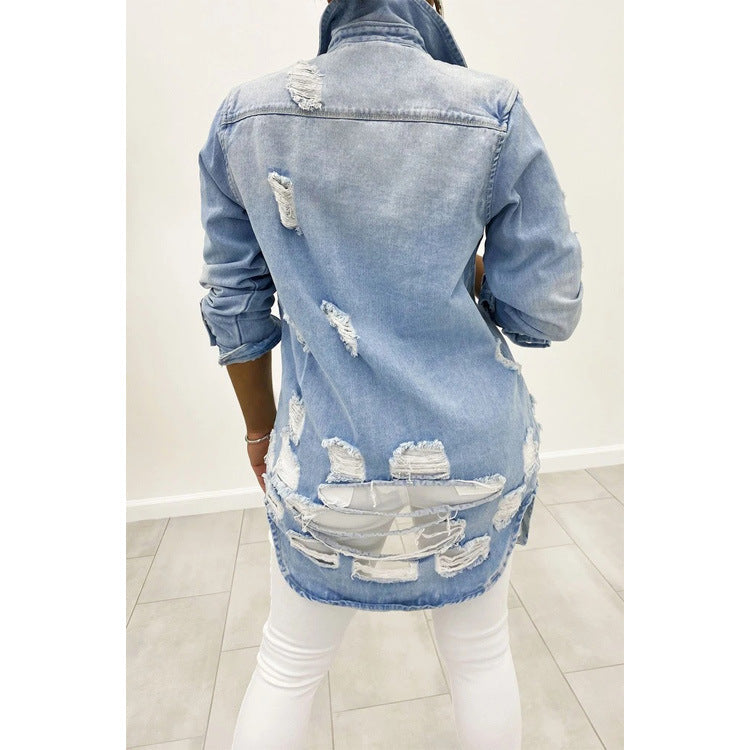 AliExpress Cross-border Denim Jacket Ripped Sexy