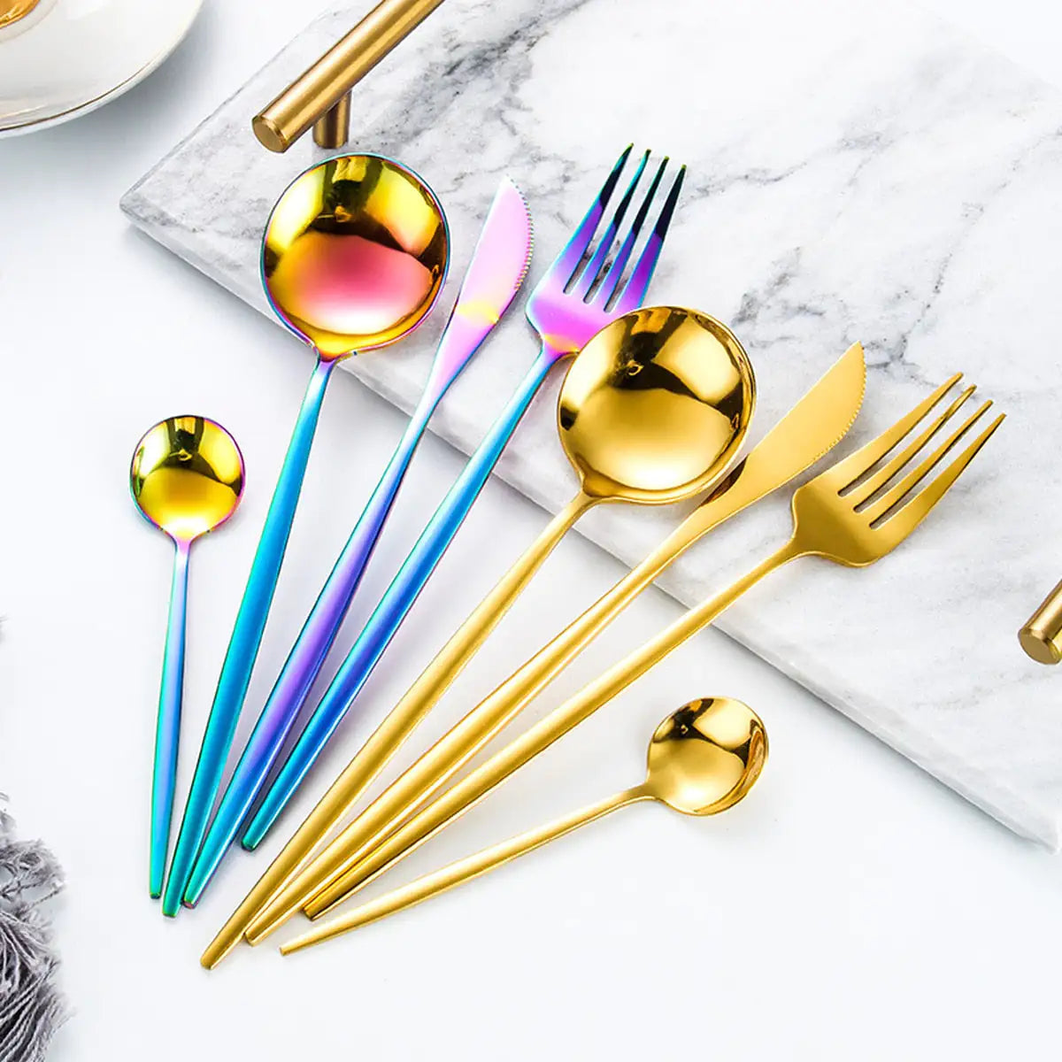 24pcs Gold Stainless Steel Cutlery Set