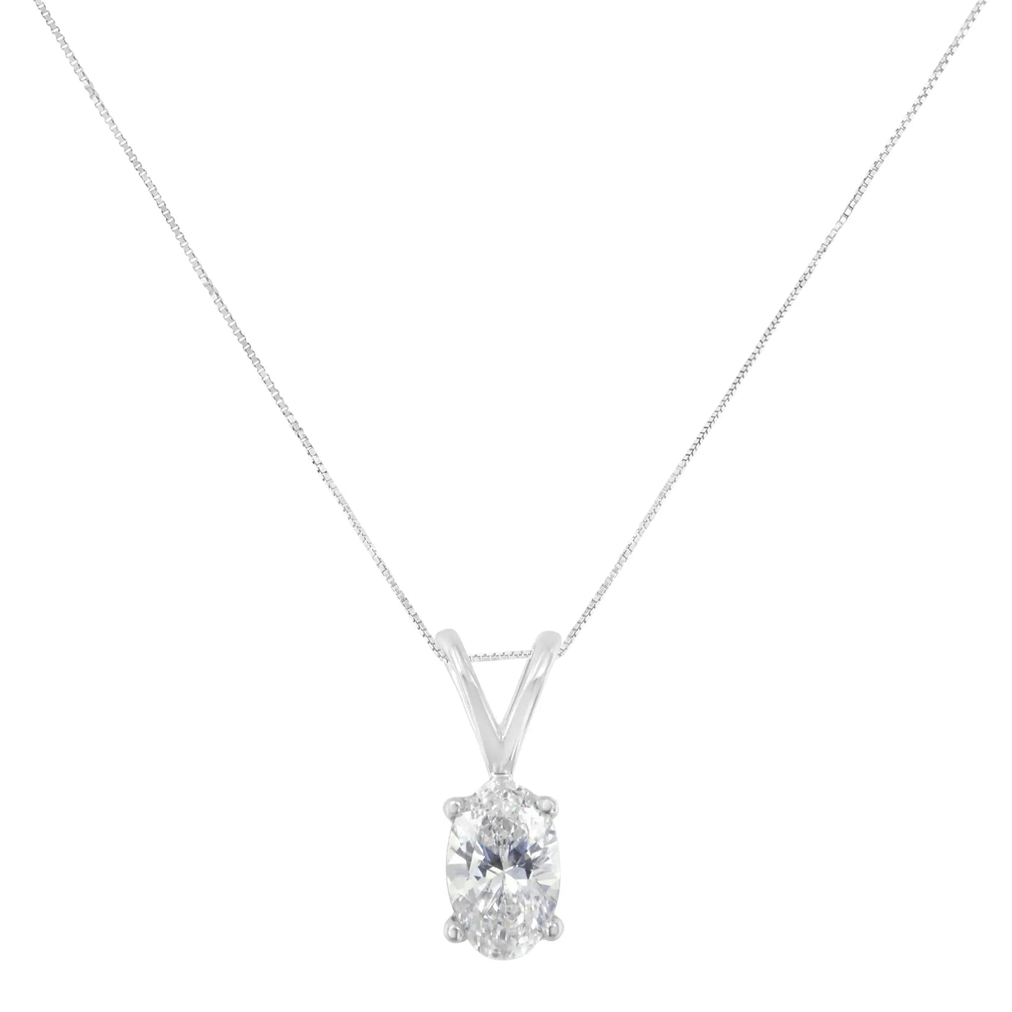 IGI Certified 10KT White Gold Diamond Oval Pendant Necklace (1/3 cttw, H-I Color, SI1-SI2 Clarity)