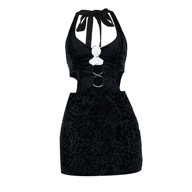 Vacation Style Sexy Halter Hollow Sexy Sheath Dress Women