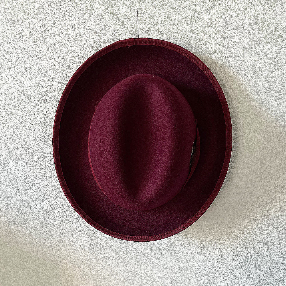 High-grade Fabric Handmade Feather Felt Cap Men's Hamburger Hatband Lining