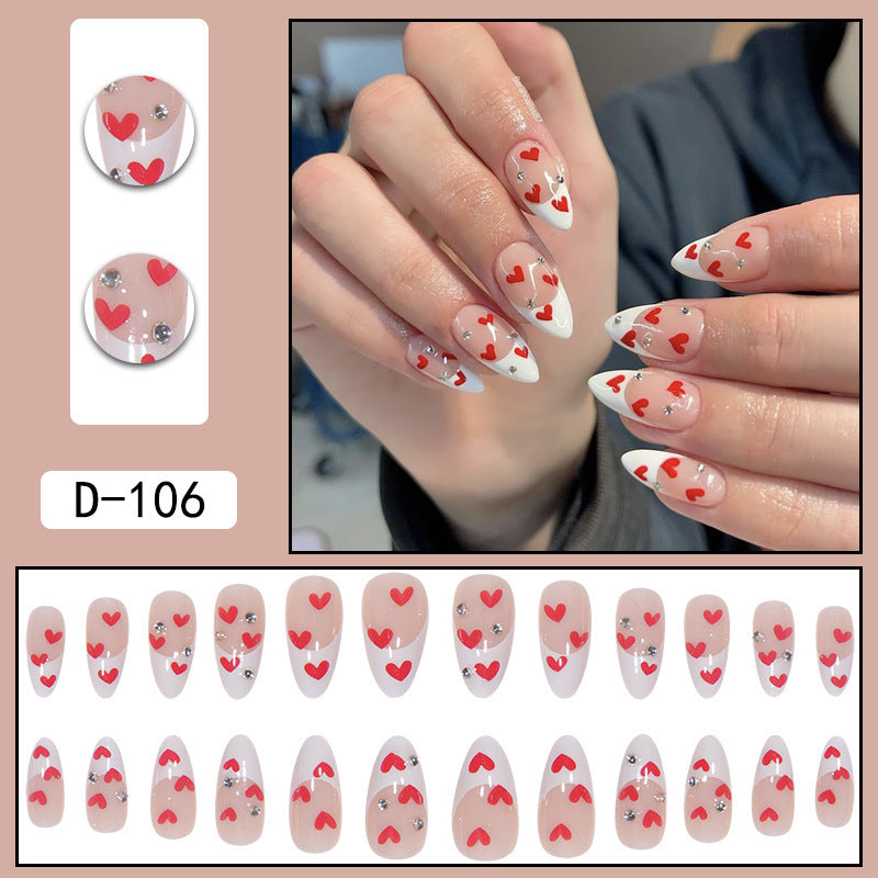 French Water Drop Manicure Rhinestones Wear Nails