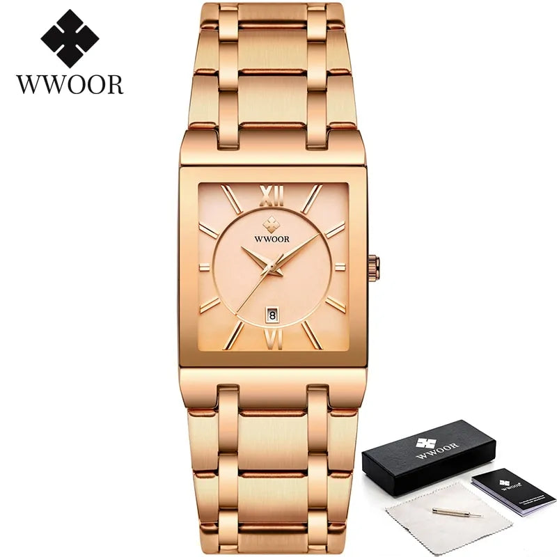 WWOOR Gold Square Men's Quartz Watch