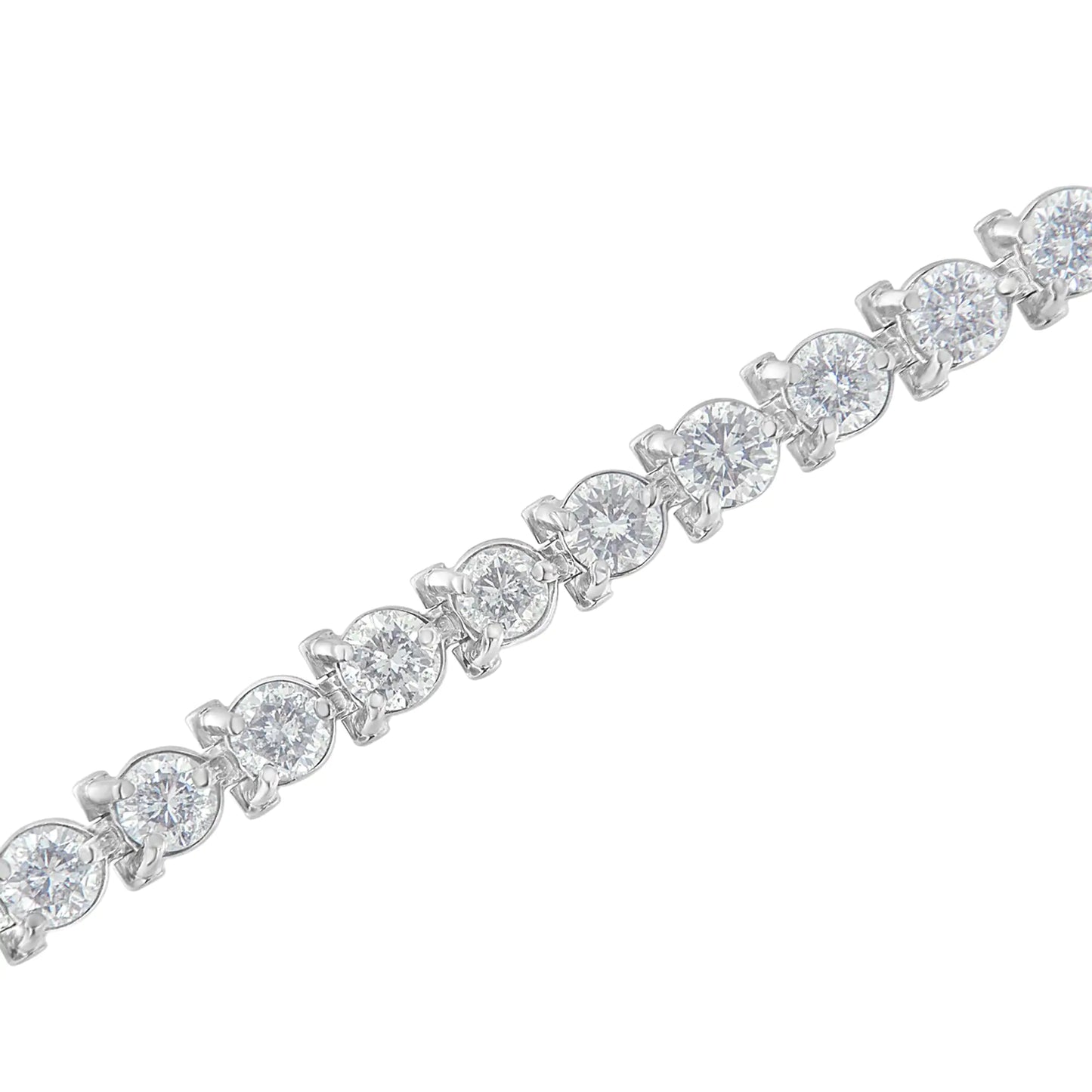 IGI Certified 10.0 Cttw Round-Brilliant Diamond 14K White Gold Martini Style 7" Tennis Bracelet (G-H Color, I1-I2 Clarity)