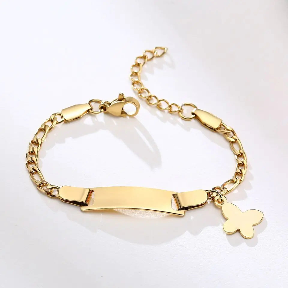 Gold Children's Bracelet With Butterfly Pendant