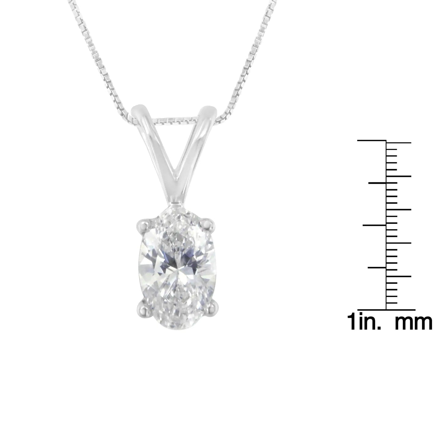 IGI Certified 10KT White Gold Diamond Oval Pendant Necklace (1/3 cttw, H-I Color, SI1-SI2 Clarity)