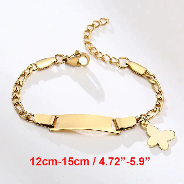 Gold Children's Bracelet With Butterfly Pendant